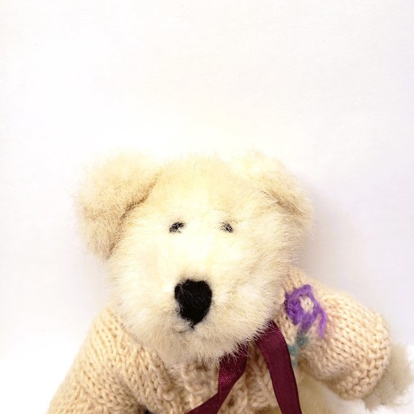 Vtg Boyds Bear Knit Sweater Flower Plush Blond Tan Articulated Legs Posable 8" - Picture 2 of 9